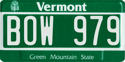VT license plate BOW979