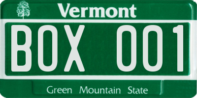 VT license plate BOX001