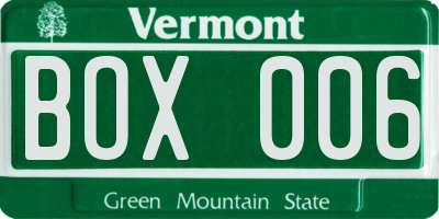 VT license plate BOX006