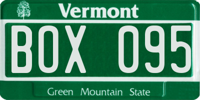 VT license plate BOX095