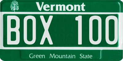 VT license plate BOX100