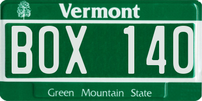 VT license plate BOX140