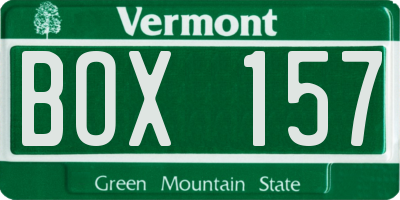 VT license plate BOX157