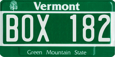 VT license plate BOX182