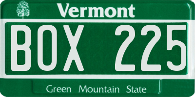 VT license plate BOX225