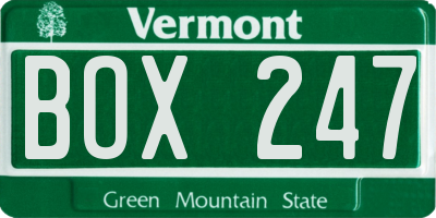 VT license plate BOX247