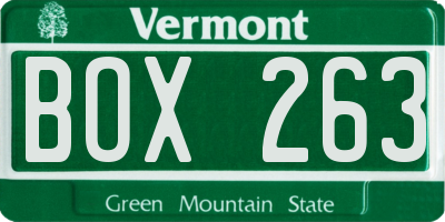 VT license plate BOX263