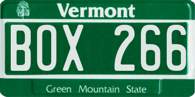 VT license plate BOX266