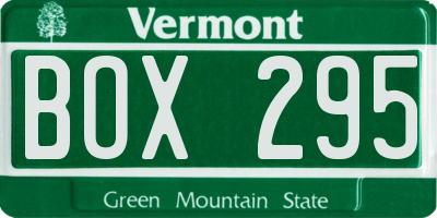 VT license plate BOX295
