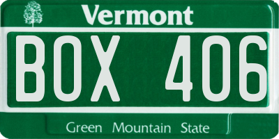 VT license plate BOX406