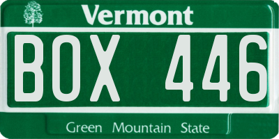 VT license plate BOX446