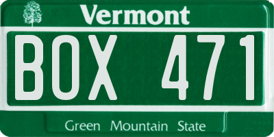 VT license plate BOX471