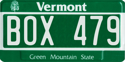 VT license plate BOX479