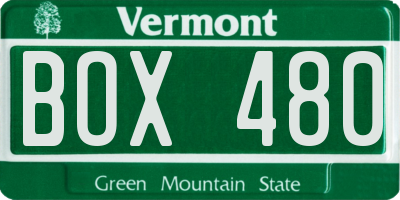 VT license plate BOX480