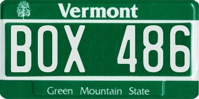 VT license plate BOX486