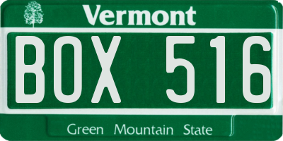 VT license plate BOX516