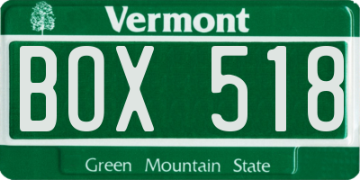 VT license plate BOX518