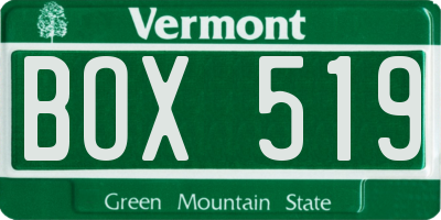 VT license plate BOX519