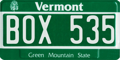 VT license plate BOX535