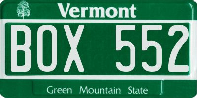 VT license plate BOX552