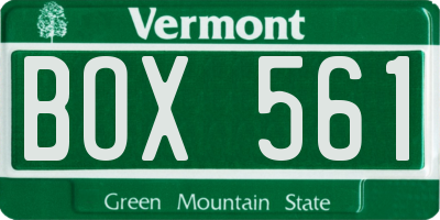VT license plate BOX561