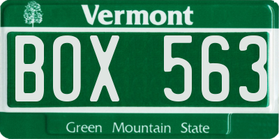 VT license plate BOX563