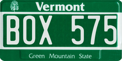 VT license plate BOX575