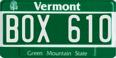 VT license plate BOX610