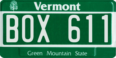 VT license plate BOX611
