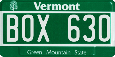 VT license plate BOX630
