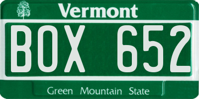 VT license plate BOX652