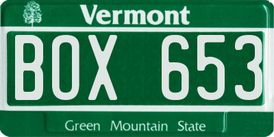 VT license plate BOX653