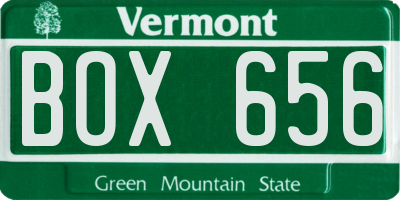VT license plate BOX656