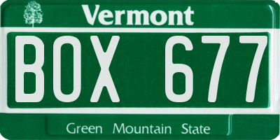 VT license plate BOX677