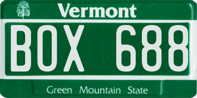 VT license plate BOX688