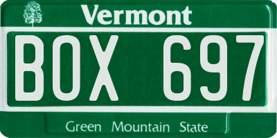 VT license plate BOX697