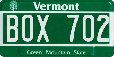 VT license plate BOX702