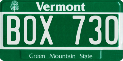 VT license plate BOX730