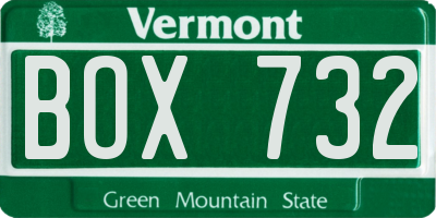 VT license plate BOX732