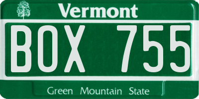 VT license plate BOX755