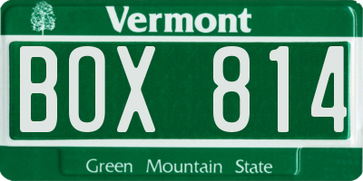 VT license plate BOX814