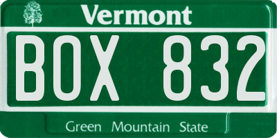 VT license plate BOX832