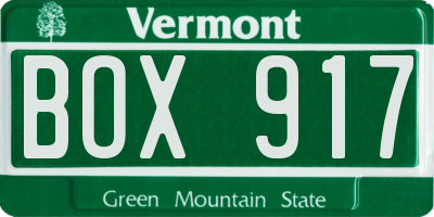 VT license plate BOX917