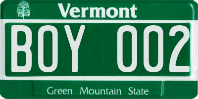 VT license plate BOY002