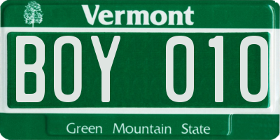 VT license plate BOY010