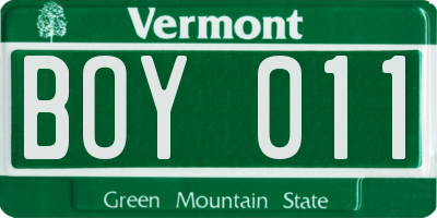 VT license plate BOY011