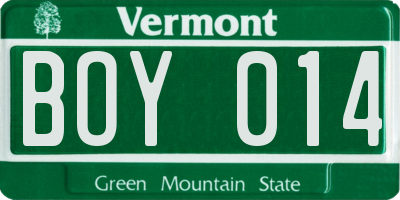 VT license plate BOY014