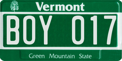 VT license plate BOY017