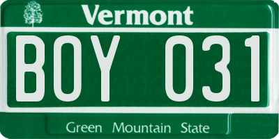 VT license plate BOY031