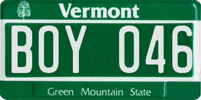 VT license plate BOY046